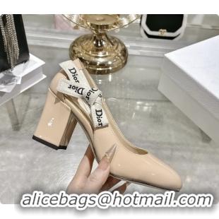 Top Design Dior Jadior Beige Patent Calfskin Leather Pumps Shoes 85MM 6062505