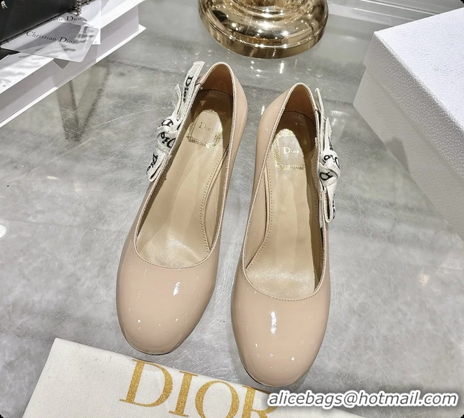 Top Design Dior Jadior Beige Patent Calfskin Leather Pumps Shoes 85MM 6062505