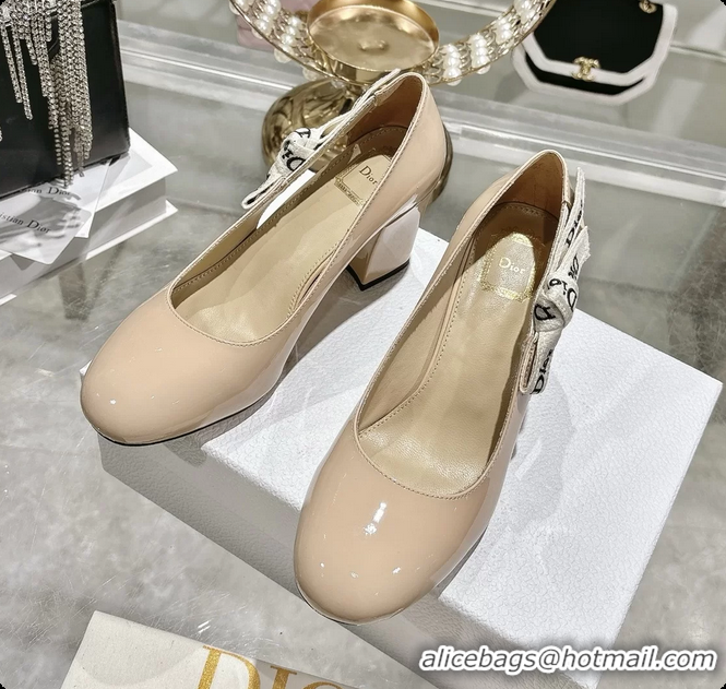 Top Design Dior Jadior Beige Patent Calfskin Leather Pumps Shoes 85MM 6062505
