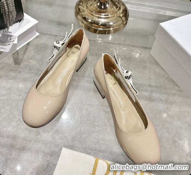 Pretty Style Dior Jadior Beige Patent Calfskin Leather Ballet Flats Shoes 30MM 6062506