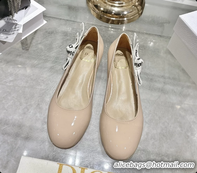 Pretty Style Dior Jadior Beige Patent Calfskin Leather Ballet Flats Shoes 30MM 6062506