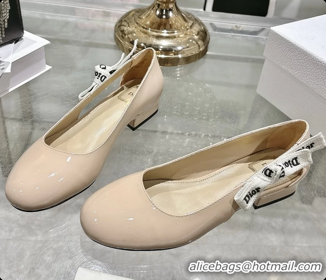 Pretty Style Dior Jadior Beige Patent Calfskin Leather Ballet Flats Shoes 30MM 6062506