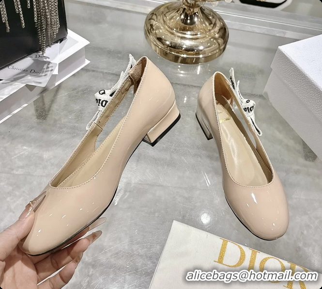 Pretty Style Dior Jadior Beige Patent Calfskin Leather Ballet Flats Shoes 30MM 6062506