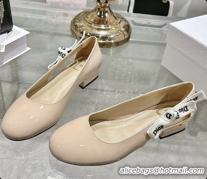Pretty Style Dior Jadior Beige Patent Calfskin Leather Ballet Flats Shoes 30MM 6062506