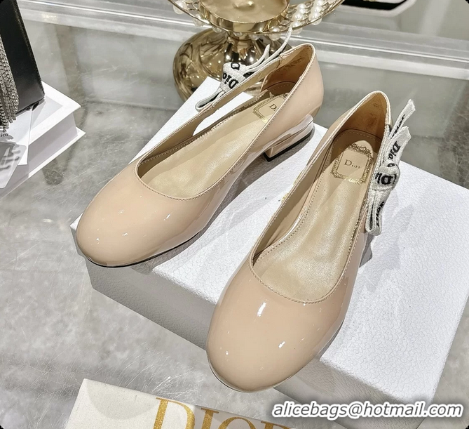 Pretty Style Dior Jadior Beige Patent Calfskin Leather Ballet Flats Shoes 30MM 6062506