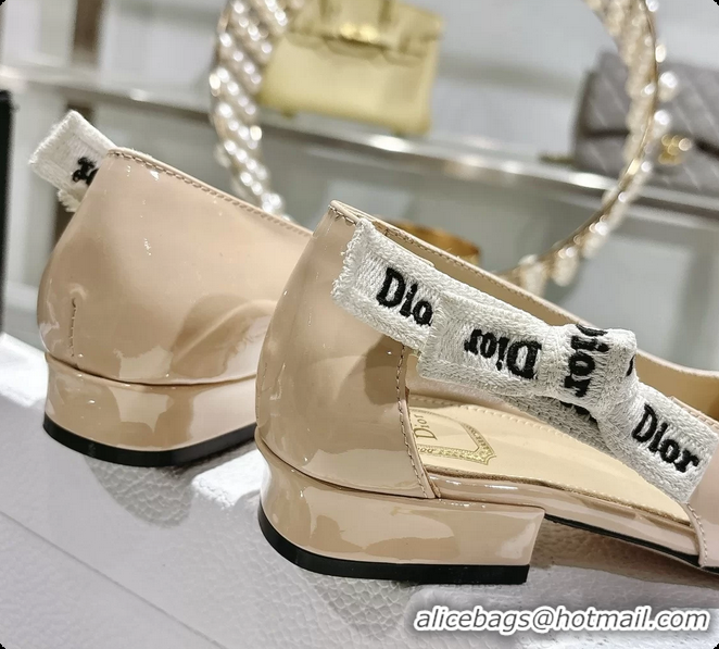 Pretty Style Dior Jadior Beige Patent Calfskin Leather Ballet Flats Shoes 30MM 6062506