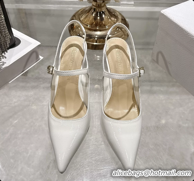 Best Product Dior Icon Slingback Pumps Shoes White Supple Calfskin Leather 6062507