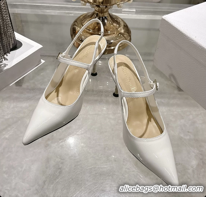 Best Product Dior Icon Slingback Pumps Shoes White Supple Calfskin Leather 6062507