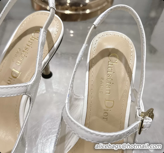 Best Product Dior Icon Slingback Pumps Shoes White Supple Calfskin Leather 6062507