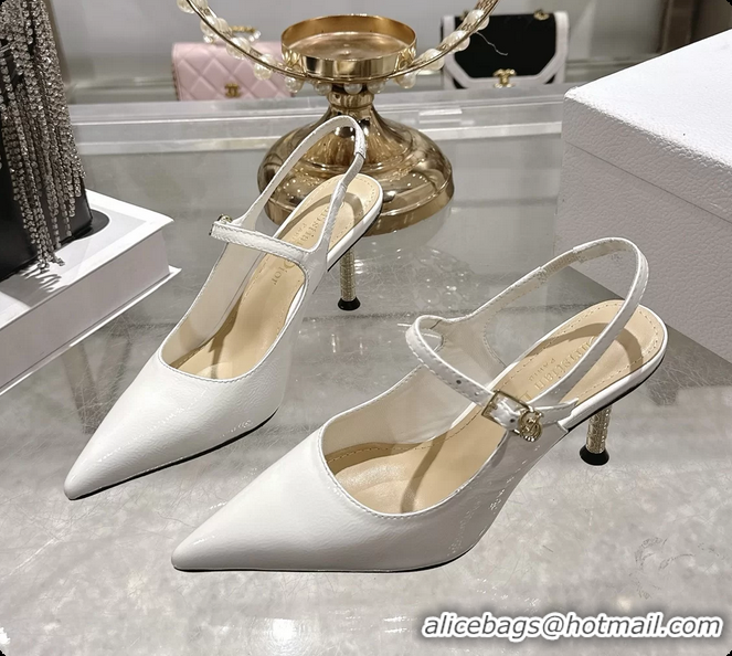 Best Product Dior Icon Slingback Pumps Shoes White Supple Calfskin Leather 6062507