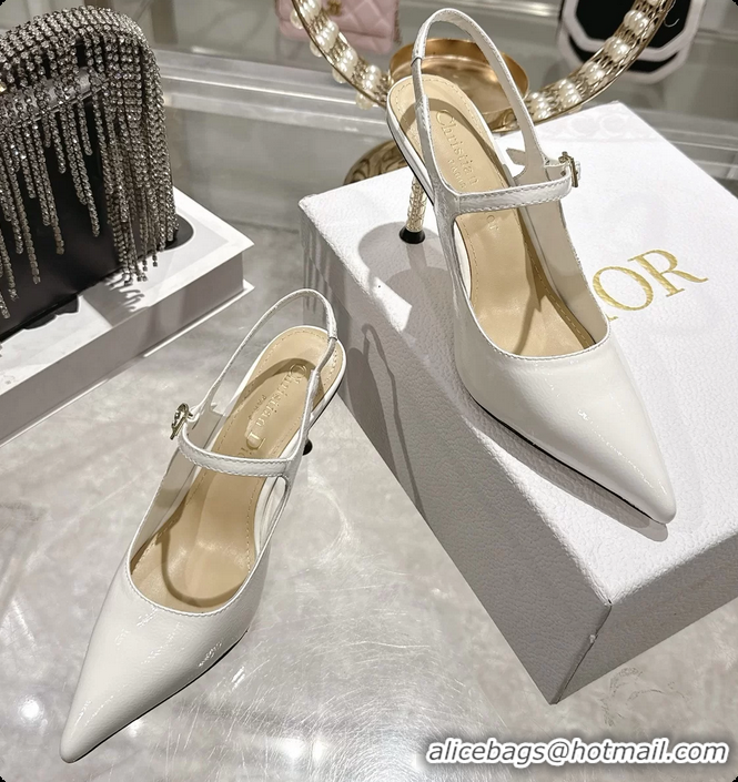 Best Product Dior Icon Slingback Pumps Shoes White Supple Calfskin Leather 6062507