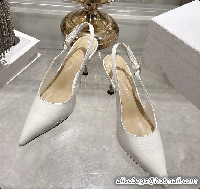 Popular Style Dior Icon Slingback Pumps Shoes White Supple Calfskin Leather 6062507
