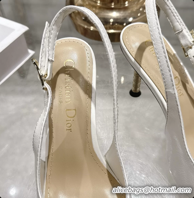 Popular Style Dior Icon Slingback Pumps Shoes White Supple Calfskin Leather 6062507