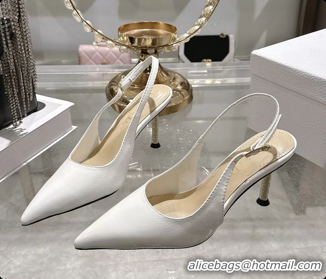 Popular Style Dior Icon Slingback Pumps Shoes White Supple Calfskin Leather 6062507