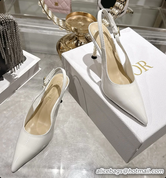 Popular Style Dior Icon Slingback Pumps Shoes White Supple Calfskin Leather 6062507
