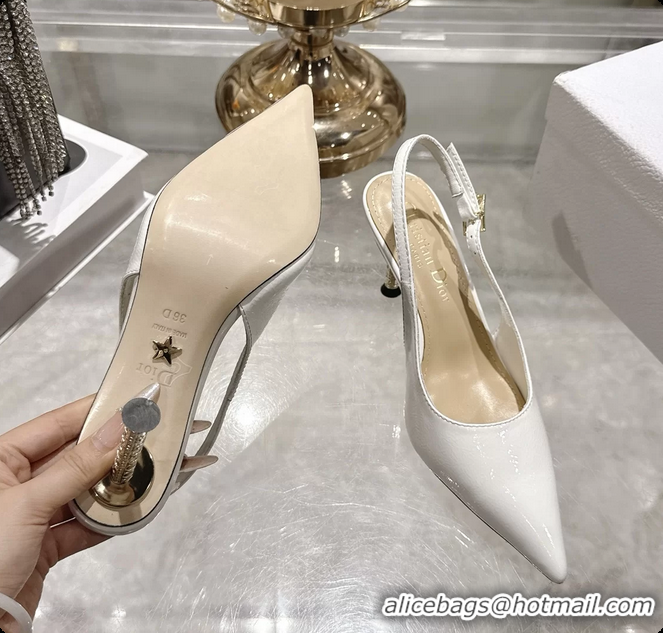 Popular Style Dior Icon Slingback Pumps Shoes White Supple Calfskin Leather 6062507