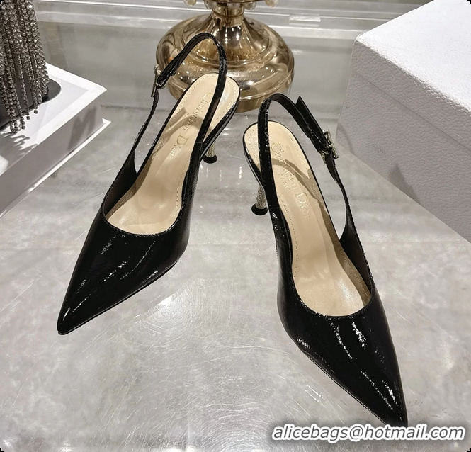 Stylish Dior Icon Slingback Pumps Shoes Black Supple Calfskin Leather 6062507