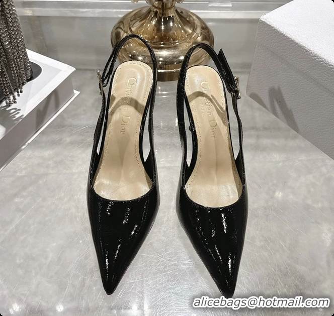 Stylish Dior Icon Slingback Pumps Shoes Black Supple Calfskin Leather 6062507