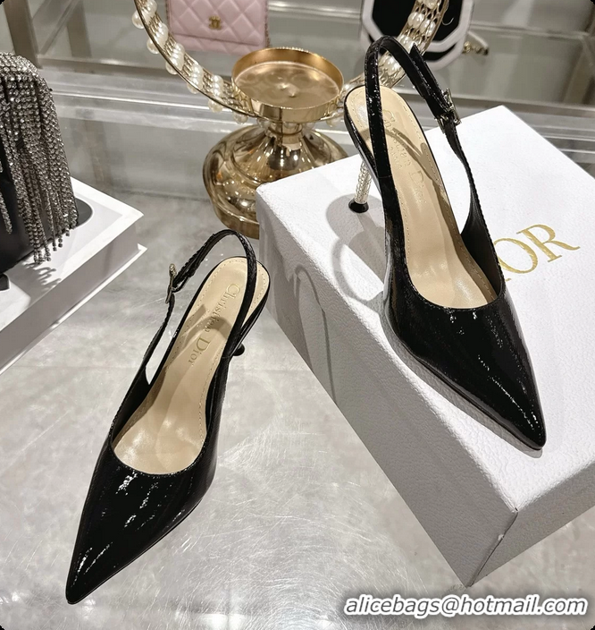 Stylish Dior Icon Slingback Pumps Shoes Black Supple Calfskin Leather 6062507