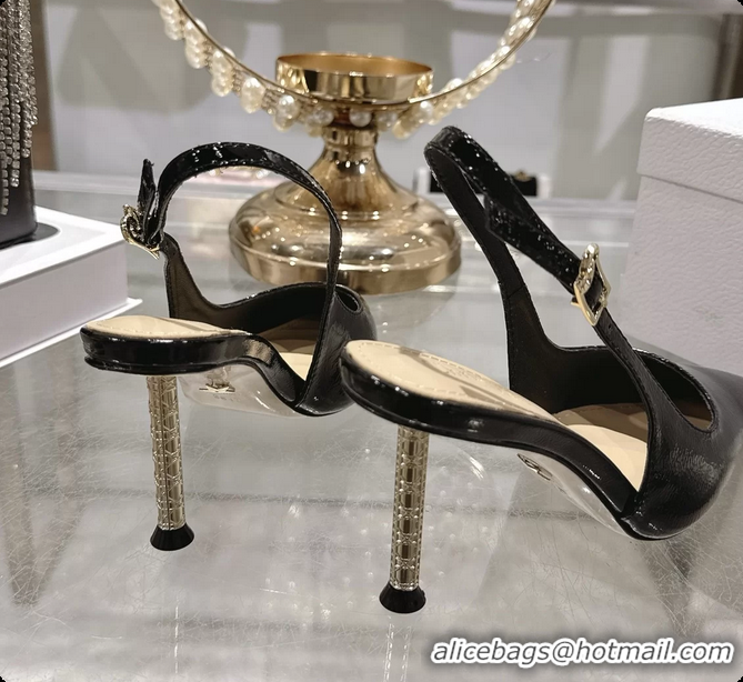 Stylish Dior Icon Slingback Pumps Shoes Black Supple Calfskin Leather 6062507