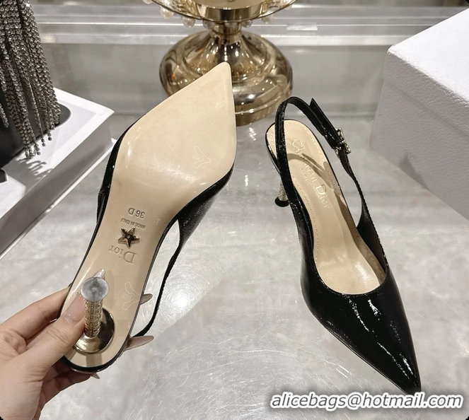 Stylish Dior Icon Slingback Pumps Shoes Black Supple Calfskin Leather 6062507