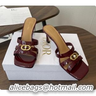 Original Cheap Dior or 30M Heeled Slides Sandals Shoes Red Patent Calfskin Leather 70MM 6062508