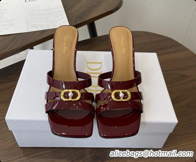 Original Cheap Dior or 30M Heeled Slides Sandals Shoes Red Patent Calfskin Leather 70MM 6062508
