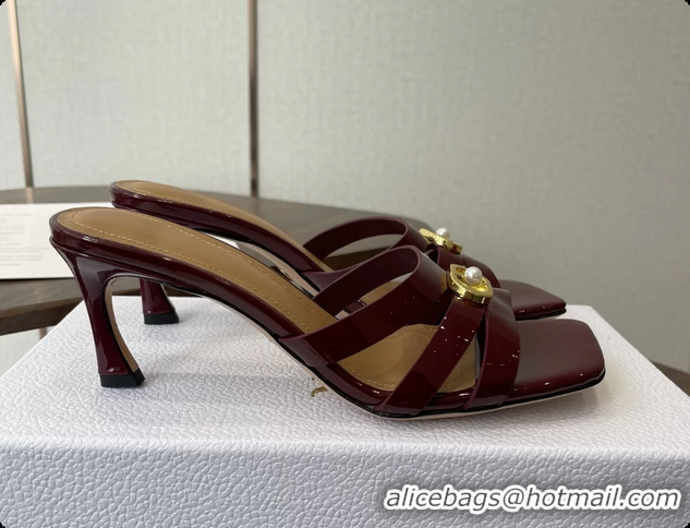Original Cheap Dior or 30M Heeled Slides Sandals Shoes Red Patent Calfskin Leather 70MM 6062508