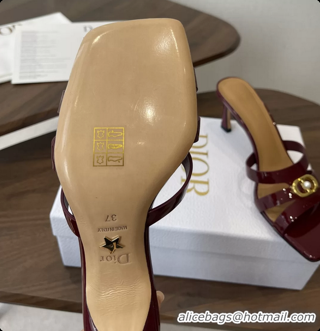 Original Cheap Dior or 30M Heeled Slides Sandals Shoes Red Patent Calfskin Leather 70MM 6062508