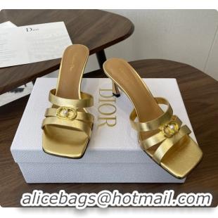 Best Grade Dior or 30M Heeled Slides Sandals Shoes Gold Patent Calfskin Leather 6062508