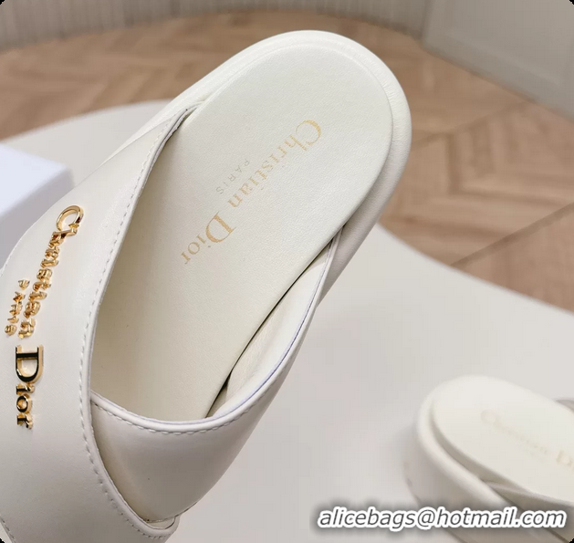 Sumptuous Dior D Lane Platform Slides Sandals Shoes White Padded Lambskin Leather 6062509