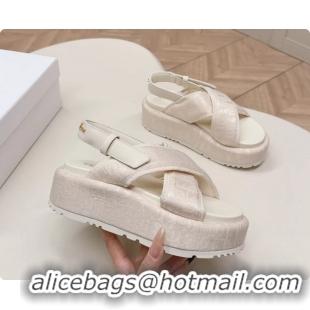 Good Looking Dior D Lane Platform Sandals Shoes Beige Shiny Technical Fabric with Dior Oblique Print 6062510