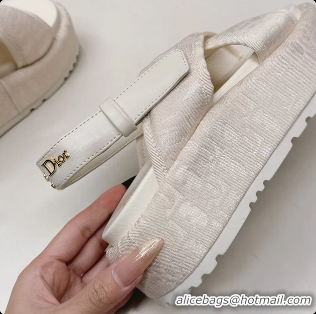 Good Looking Dior D Lane Platform Sandals Shoes Beige Shiny Technical Fabric with Dior Oblique Print 6062510
