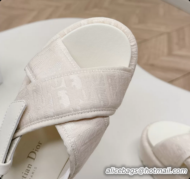 Good Looking Dior D Lane Platform Sandals Shoes Beige Shiny Technical Fabric with Dior Oblique Print 6062510