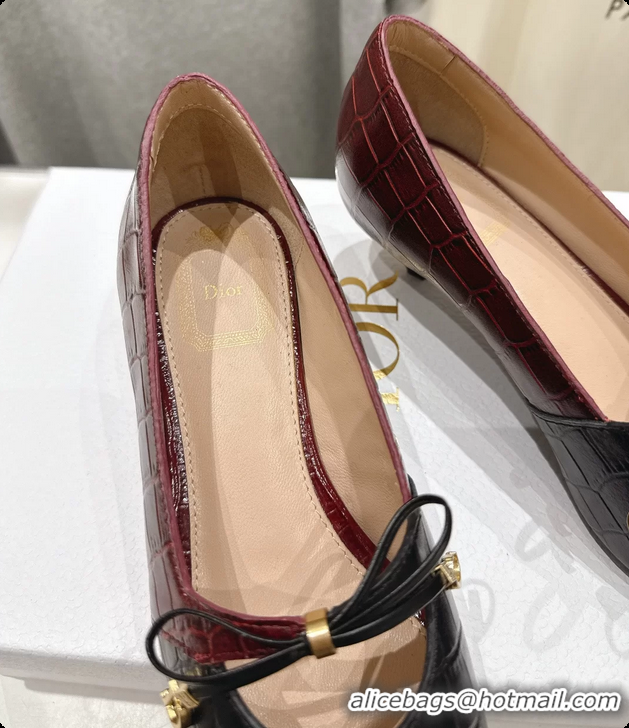 Buy Luxury Dior Muse Pumps Shoes Black Crocodile Printed Calfskin Leather 35MM 6062511