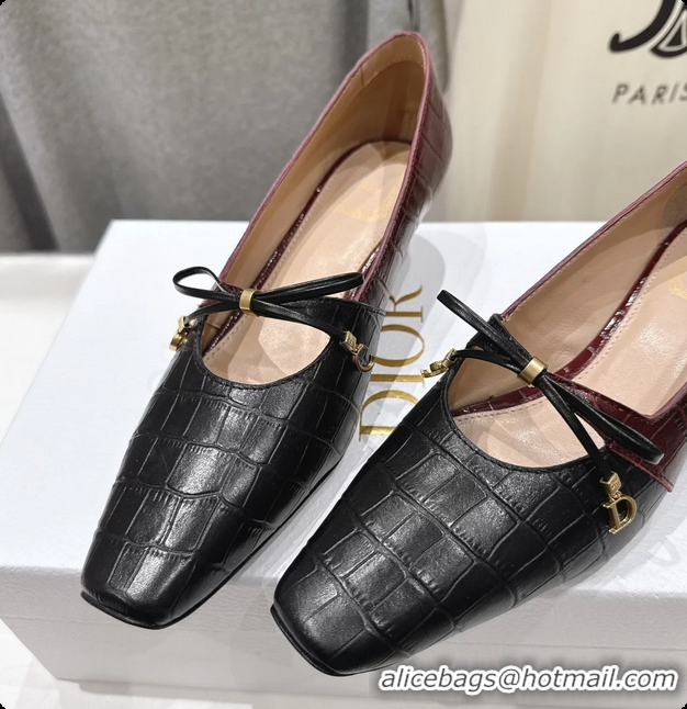 Buy Luxury Dior Muse Pumps Shoes Black Crocodile Printed Calfskin Leather 35MM 6062511