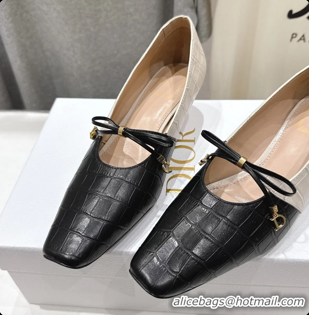 Fashion Luxury Dior Muse Pumps Shoes Black Cream Crocodile Printed Calfskin Leather 35MM 6062511