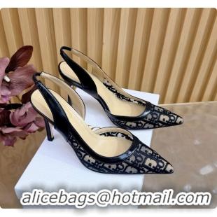 Good Looking Dior Adiorable Slingback Pump Black Dior Oblique Embroidered Mesh 85MM 6062601