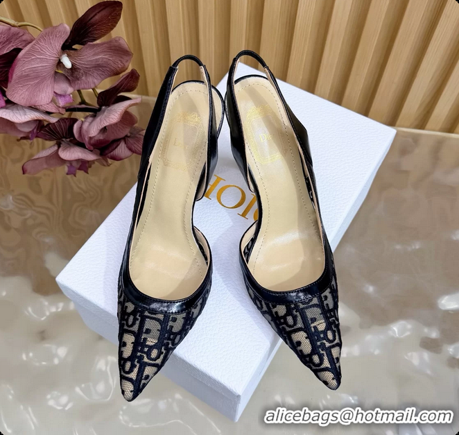 Good Looking Dior Adiorable Slingback Pump Black Dior Oblique Embroidered Mesh 85MM 6062601