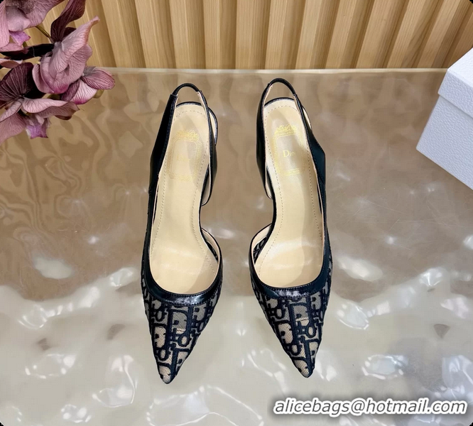 Good Looking Dior Adiorable Slingback Pump Black Dior Oblique Embroidered Mesh 85MM 6062601