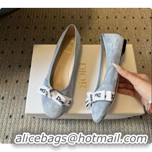 Best Product Dior Jadior Ballet Flats Light Blue Suede Leather 6062602