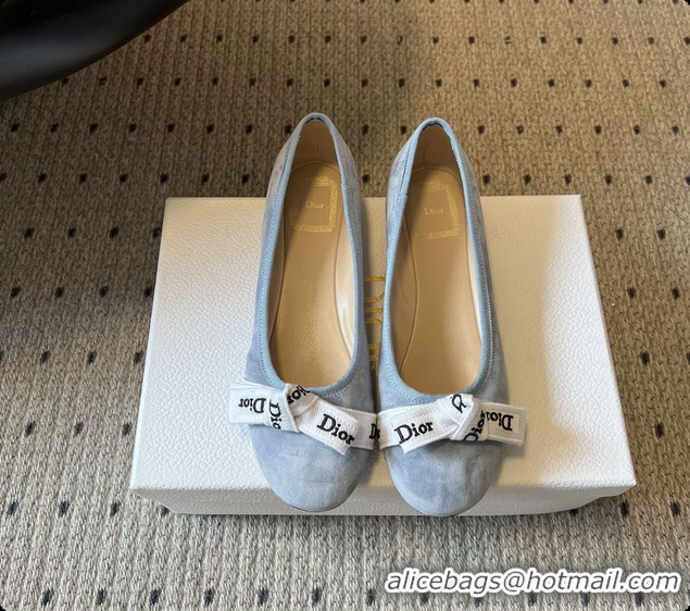 Best Product Dior Jadior Ballet Flats Light Blue Suede Leather 6062602