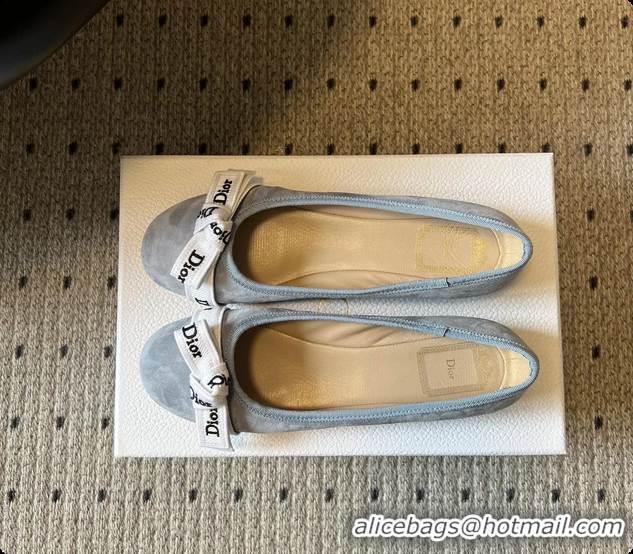 Best Product Dior Jadior Ballet Flats Light Blue Suede Leather 6062602