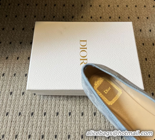 Best Product Dior Jadior Ballet Flats Light Blue Suede Leather 6062602