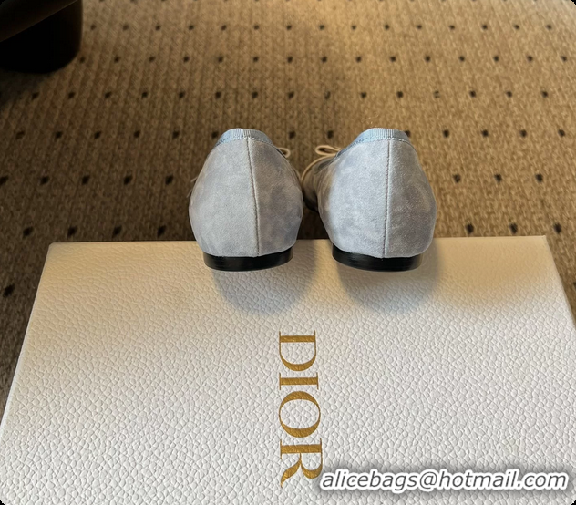 Best Product Dior Jadior Ballet Flats Light Blue Suede Leather 6062602