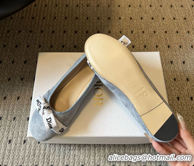 Best Product Dior Jadior Ballet Flats Light Blue Suede Leather 6062602