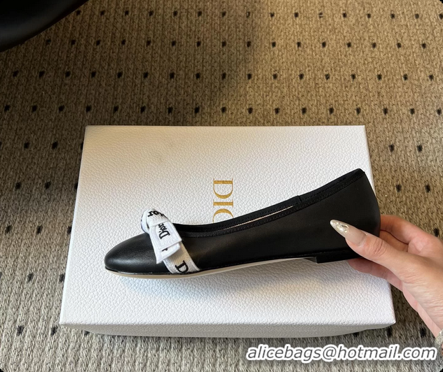Most Popular Dior Jadior Ballet Flats Black Lambskin Leather 6062602