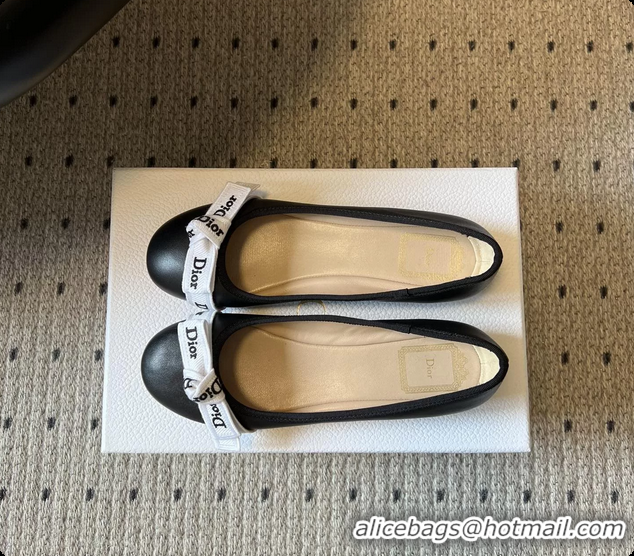 Most Popular Dior Jadior Ballet Flats Black Lambskin Leather 6062602