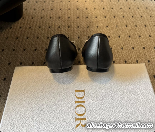 Most Popular Dior Jadior Ballet Flats Black Lambskin Leather 6062602