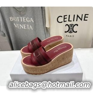 Popular Style Dior Dway Platform Slide Sandals Red Grained Calfskin 6062603